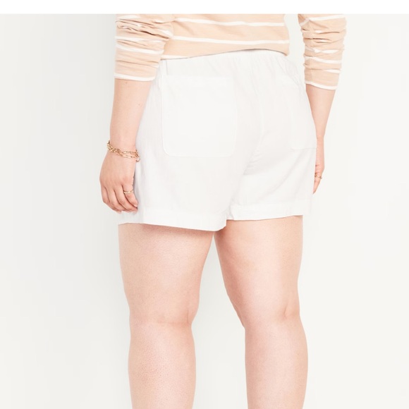 NWT OLD NAVY Matching High-Waisted Striped Linen-Blend 3.5-inch inWhite Lilies - Picture 8 of 9